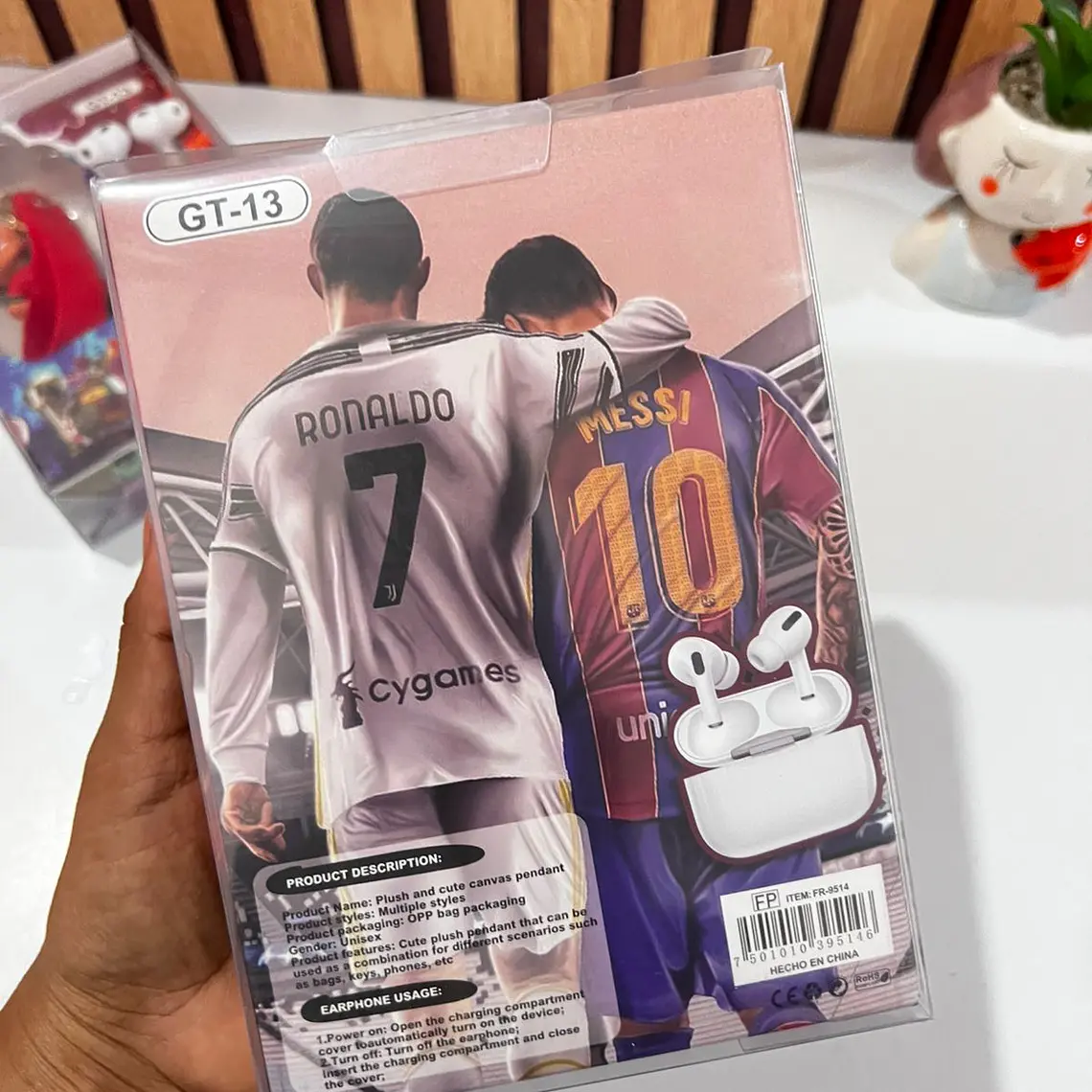 ESTUCHE CON AUDÍFONOS Y LLAVERO JUGADOR DE FUTBOL MUNDIAL MOD# FR-9514🎧🎶 8