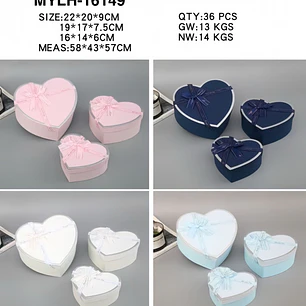 JUEGO DE CAJAS TRÍO DISELO CORAZÓN CON MOÑO MOD #MYLH-16149