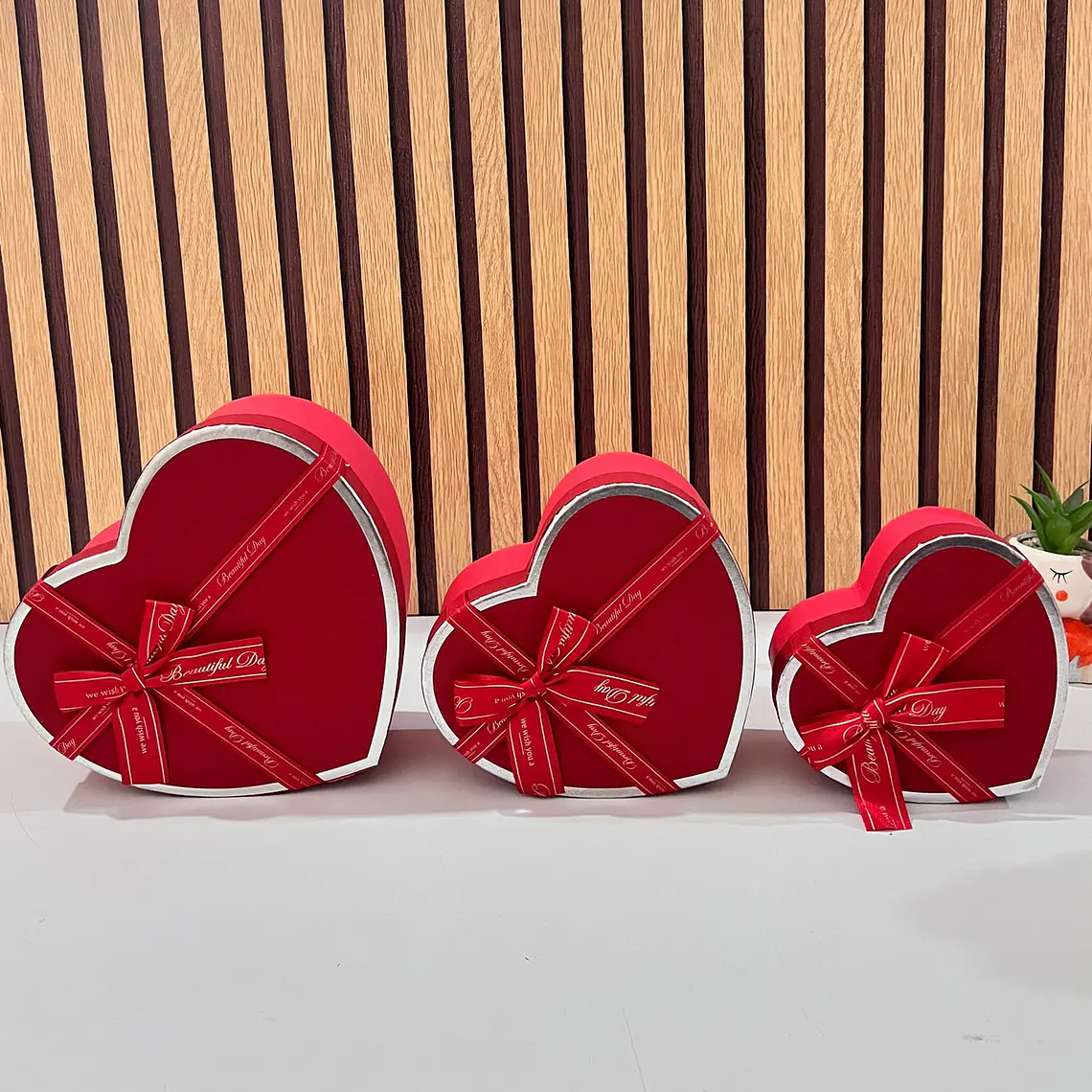 JUEGO DE CAJAS TRÍO DISELO CORAZÓN CON MOÑO MOD #MYLH-16149 9