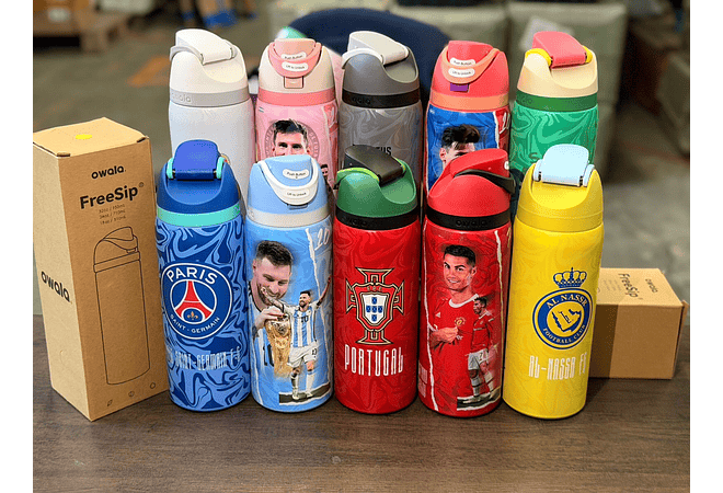 TERMO FREESIP OWALA DISEÑO CRISTIANO Y MESSI DE 1000ML MOD# LML-066 ⚽