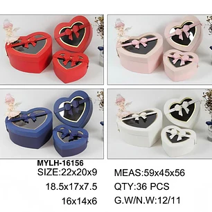 SET DE 3 CAJITAS EN FORMA DE CORAZÓN CON MOÑO PARA REGALO MOD# MYLH-16156 💝🎁