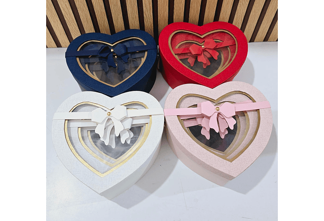 SET DE 3 CAJITAS EN FORMA DE CORAZÓN CON MOÑO PARA REGALO MOD# MYLH-16156 💝🎁