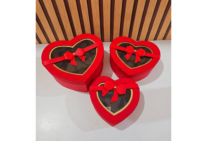 SET DE 3 CAJITAS EN FORMA DE CORAZÓN CON MOÑO PARA REGALO MOD# MYLH-16156 💝🎁