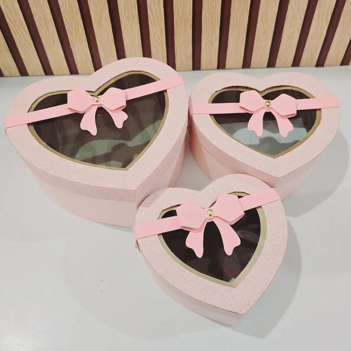 SET DE 3 CAJITAS EN FORMA DE CORAZÓN CON MOÑO PARA REGALO MOD# MYLH-16156 💝🎁 7