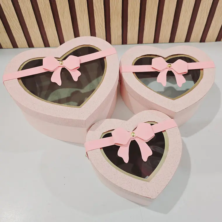 SET DE 3 CAJITAS EN FORMA DE CORAZÓN CON MOÑO PARA REGALO MOD# MYLH-16156 💝🎁 7