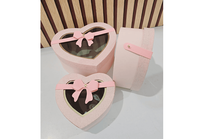 SET DE 3 CAJITAS EN FORMA DE CORAZÓN CON MOÑO PARA REGALO MOD# MYLH-16156 💝🎁