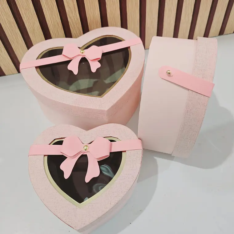 SET DE 3 CAJITAS EN FORMA DE CORAZÓN CON MOÑO PARA REGALO MOD# MYLH-16156 💝🎁 8