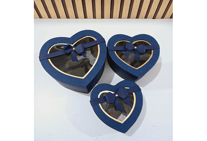 SET DE 3 CAJITAS EN FORMA DE CORAZÓN CON MOÑO PARA REGALO MOD# MYLH-16156 💝🎁
