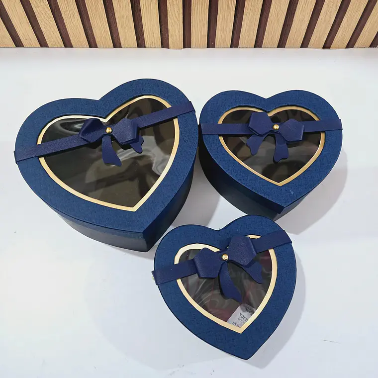 SET DE 3 CAJITAS EN FORMA DE CORAZÓN CON MOÑO PARA REGALO MOD# MYLH-16156 💝🎁 9