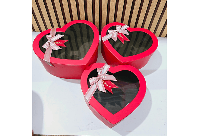 SET DE 3 CAJAS GRANDES PARA REGALO EN FORMA DE CORAZÓN MOD# MYLH-16175  ❤️🎁