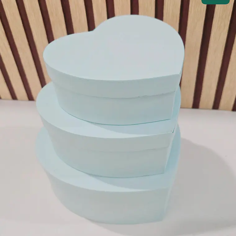 SET DE 3 CAJAS EN FORMA DE CORAZÓN PARA REGALO COLORES LISOS MOD# MYLH-16143🎁🎉 4