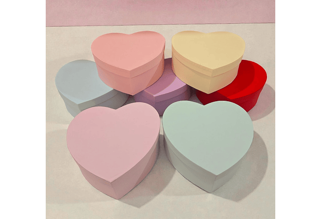 SET DE 3 CAJAS EN FORMA DE CORAZÓN PARA REGALO COLORES LISOS MOD# MYLH-16143🎁🎉