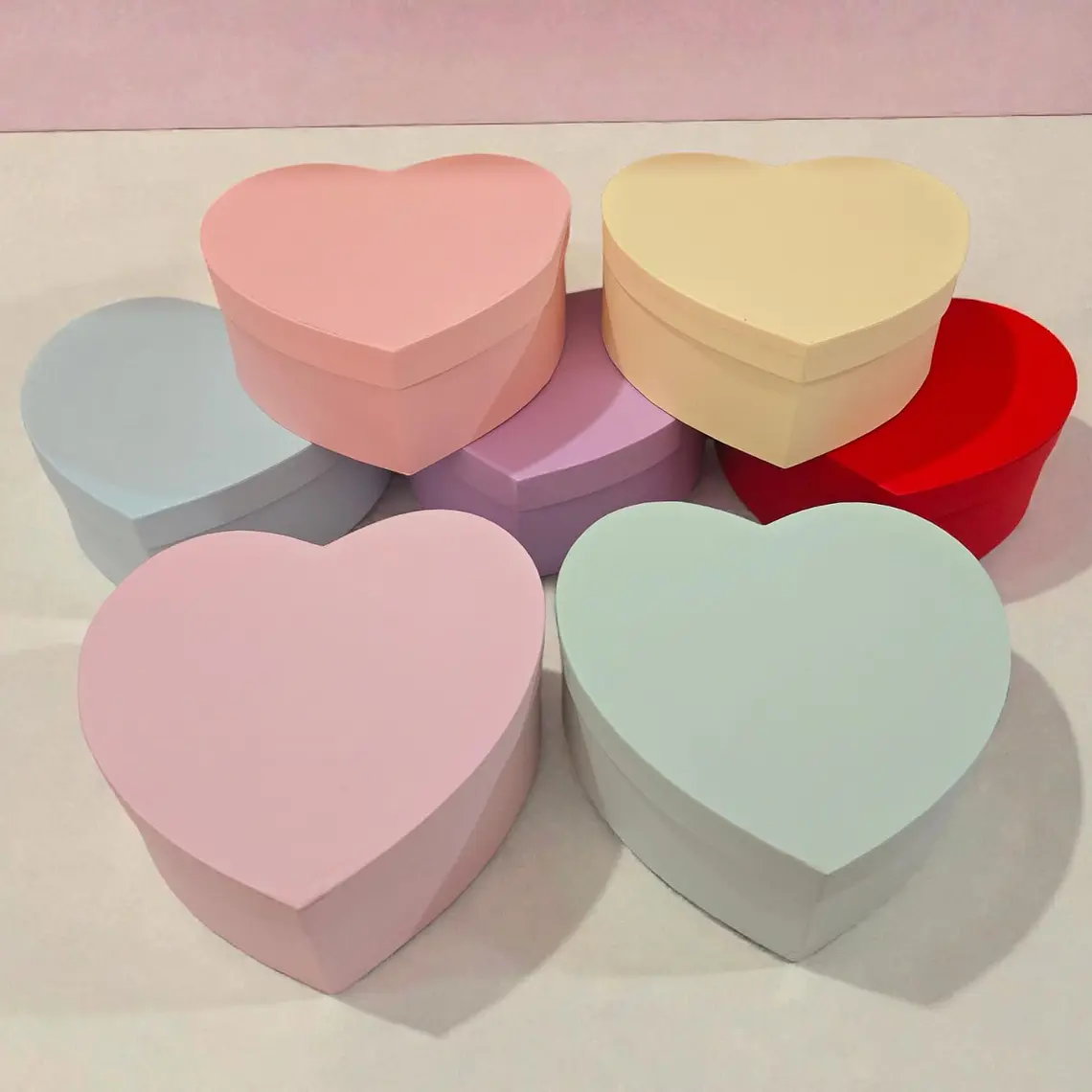 SET DE 3 CAJAS EN FORMA DE CORAZÓN PARA REGALO COLORES LISOS MOD# MYLH-16143🎁🎉 5