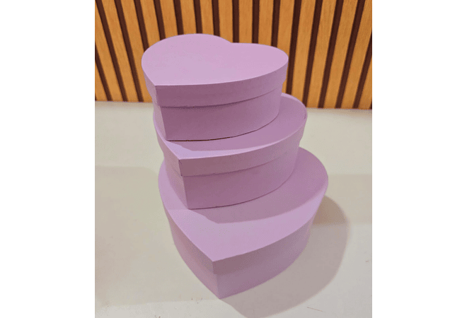 SET DE 3 CAJAS EN FORMA DE CORAZÓN PARA REGALO COLORES LISOS MOD# MYLH-16143🎁🎉