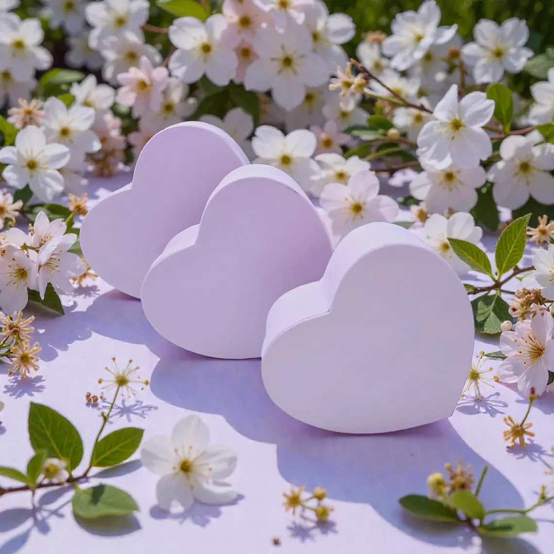 SET DE 3 CAJAS EN FORMA DE CORAZÓN PARA REGALO COLORES LISOS MOD# MYLH-16143🎁🎉 9