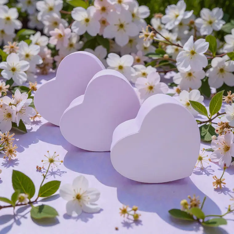 SET DE 3 CAJAS EN FORMA DE CORAZÓN PARA REGALO COLORES LISOS MOD# MYLH-16143🎁🎉 9