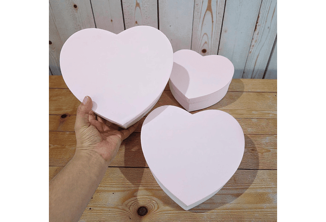 SET DE 3 CAJAS EN FORMA DE CORAZÓN PARA REGALO COLORES LISOS MOD# MYLH-16143🎁🎉