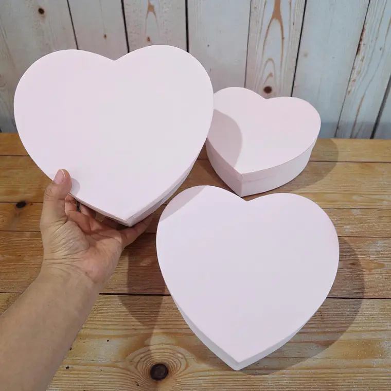 SET DE 3 CAJAS EN FORMA DE CORAZÓN PARA REGALO COLORES LISOS MOD# MYLH-16143🎁🎉 11