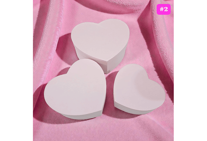 SET DE 3 CAJAS EN FORMA DE CORAZÓN PARA REGALO COLORES LISOS MOD# MYLH-16143🎁🎉