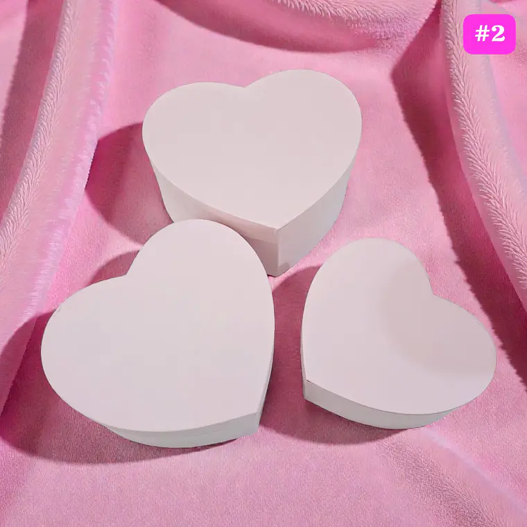 SET DE 3 CAJAS EN FORMA DE CORAZÓN PARA REGALO COLORES LISOS MOD# MYLH-16143🎁🎉 12