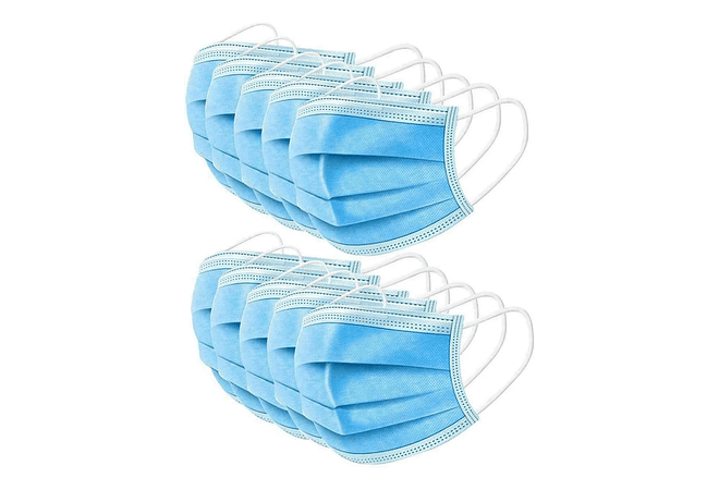 CAJITA CON 50 CUBREBOCAS AZULES PARA ADULTO