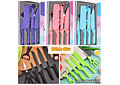 SET DE CUCHILLOS + TIJERAS + PELADOR COLORES LISOS(Cajita pequeña)MOD# ER-0278 🍴