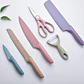 SET DE CUCHILLOS + TIJERAS + PELADOR MULTICOLOR (cajita mediana) MOD# ER-0278 ✂️ 🍴 - Miniatura 1