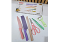 SET DE CUCHILLOS + TIJERAS + PELADOR MULTICOLOR (cajita mediana) MOD# ER-0278 ✂️ 🍴