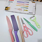 SET DE CUCHILLOS + TIJERAS + PELADOR MULTICOLOR (cajita mediana) MOD# ER-0278 ✂️ 🍴 - Miniatura 2