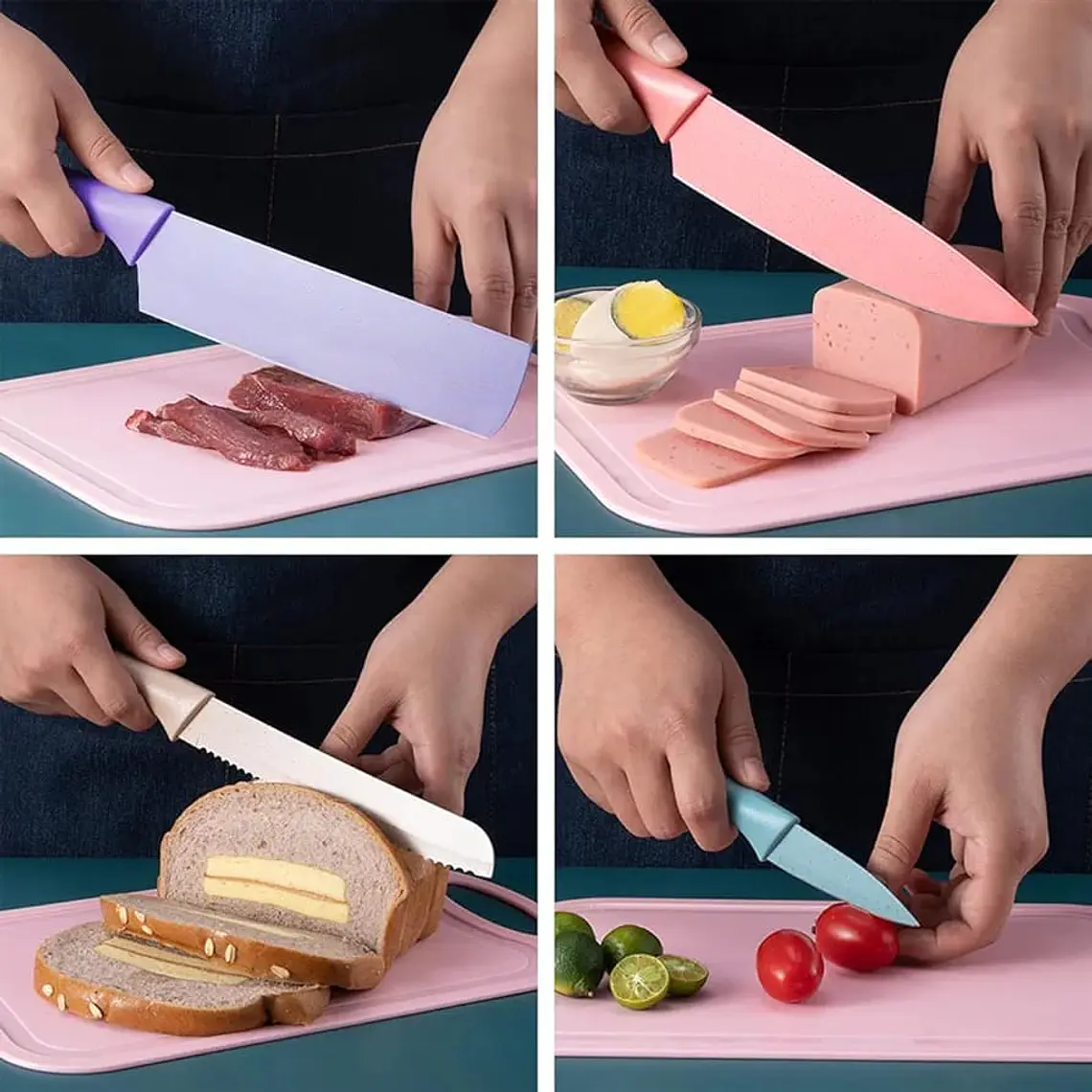 SET DE CUCHILLOS + TIJERAS + PELADOR MULTICOLOR (cajita mediana) MOD# ER-0278 ✂️ 🍴 5