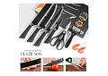 SET DE CUCHILLOS + TIJERAS + PELADOR (NEGROS) Cajita negra MOD# ER-0238A 🥒🥭