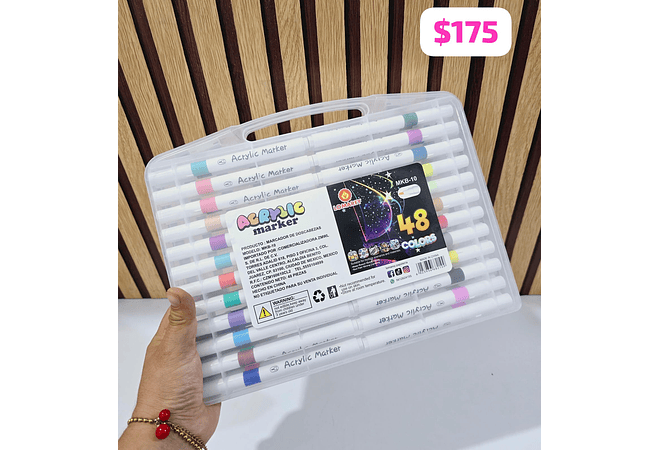 ESTUCHE CON PLUMONES ACRÍLICOS VARIOS MODELOS Y PIEZAS #MKB-07, 09, 08, 10🍄