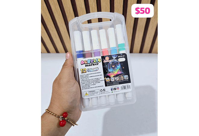 ESTUCHE CON PLUMONES ACRÍLICOS VARIOS MODELOS Y PIEZAS #MKB-07, 09, 08, 10🍄