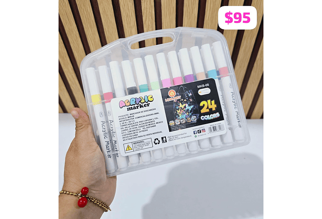 ESTUCHE CON PLUMONES ACRÍLICOS VARIOS MODELOS Y PIEZAS #MKB-07, 09, 08, 10🍄