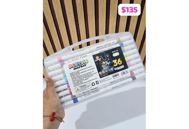 ESTUCHE CON PLUMONES ACRÍLICOS VARIOS MODELOS Y PIEZAS #MKB-07, 09, 08, 10🍄