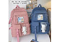 MOCHILA JUVENIL KAWAII CON PINES Y LLAVERO OSITO MOD# 637 (AGREGAR 3 PINES)