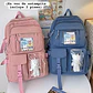 MOCHILA JUVENIL KAWAII CON PINES Y LLAVERO OSITO MOD# 637 (AGREGAR 3 PINES) - Miniatura 1