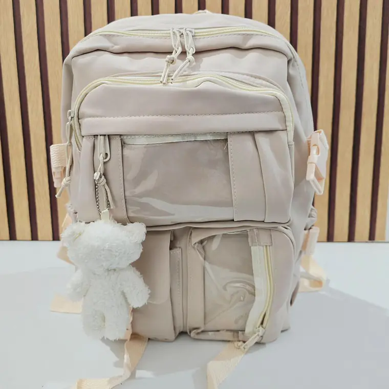 MOCHILA JUVENIL KAWAII CON PINES Y LLAVERO OSITO MOD# 637 (AGREGAR 3 PINES) 6