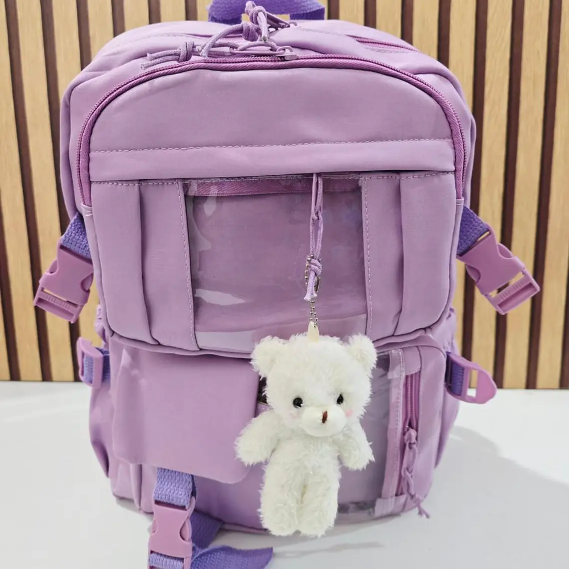 MOCHILA JUVENIL KAWAII CON PINES Y LLAVERO OSITO MOD# 637 (AGREGAR 3 PINES) 7