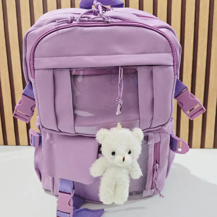 MOCHILA JUVENIL KAWAII CON PINES Y LLAVERO OSITO MOD# 637 (AGREGAR 3 PINES) 7