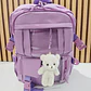 MOCHILA JUVENIL KAWAII CON PINES Y LLAVERO OSITO MOD# 637 (AGREGAR 3 PINES) - Miniatura 7