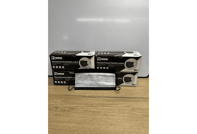 CAJITA CON 50 CUBREBOCAS TTP NEGRO CON FONDO BLANCO / ADULTO