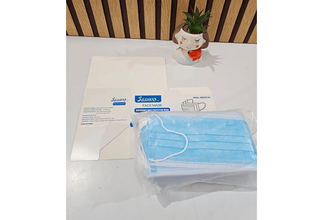 CAJITA CON 50 CUBREBOCAS TTP AZUL SANWO ADULTO