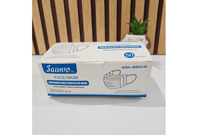 CAJITA CON 50 CUBREBOCAS TTP AZUL SANWO ADULTO