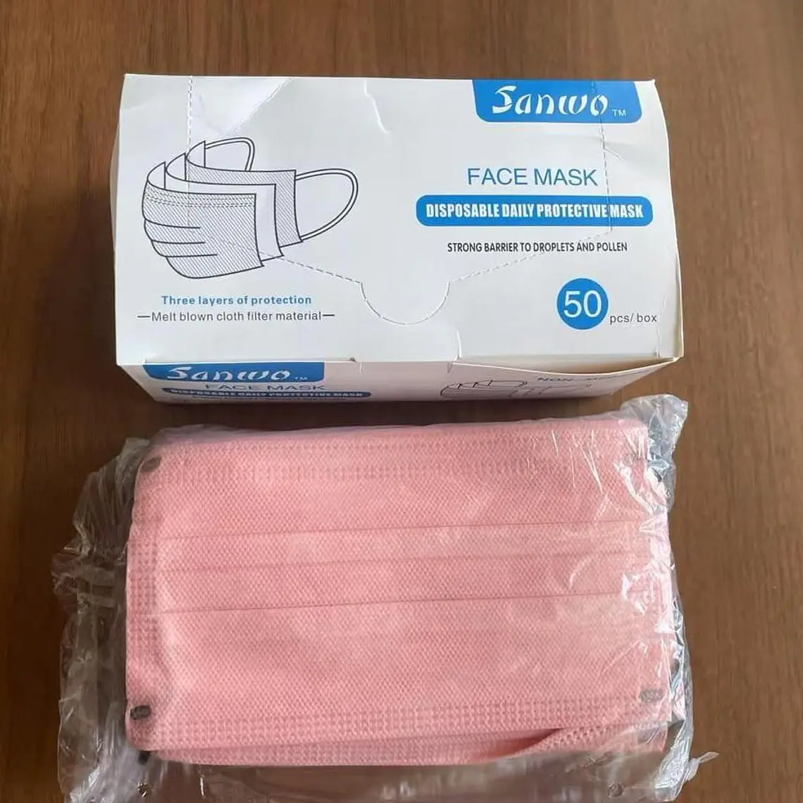CAJITA CON 50 CUBREBOCAS TTP ROSA  SANWO ADULTO 1