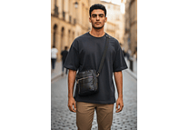 MARICONERA NEGRA PARA CABALLERO TIPO PIEL LISA MOD# MK802-8