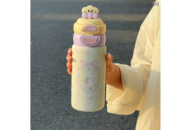 TERMO 550ML KAWAII PREMIUM DE T-BOX CON TAPA NUBECITA 3D MOD# TB2025-5012