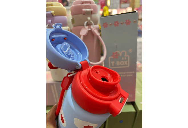 TERMO 550ML KAWAII PREMIUM DE T-BOX CON TAPA NUBECITA 3D MOD# TB2025-5012