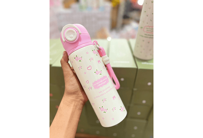 TERMO PREMIUM DE 500ML COQUETE FLORES/FRUTAS MOD# MXS-8844-500 (cajita verde)