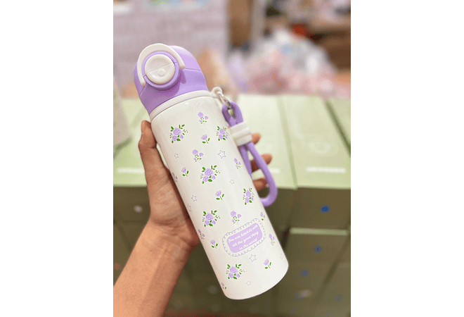 TERMO PREMIUM DE 500ML COQUETE FLORES/FRUTAS MOD# MXS-8844-500 (cajita verde)